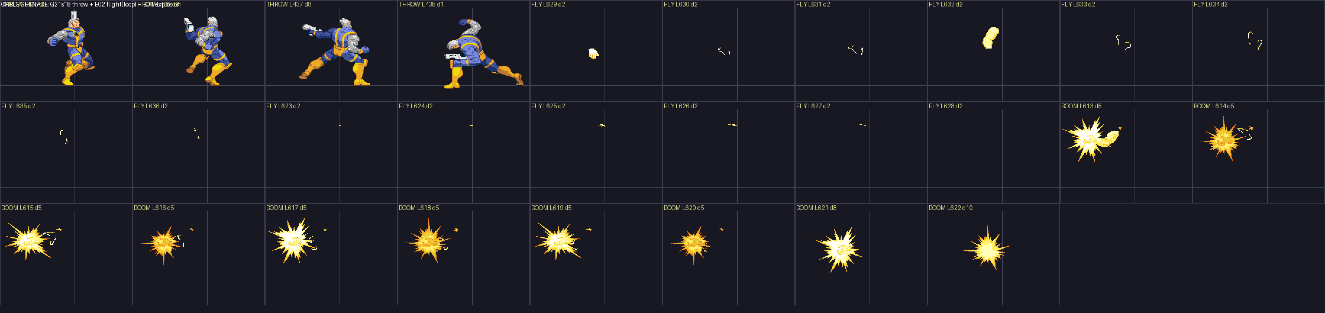 Frames of Cable's grenade toss decoded from the disc