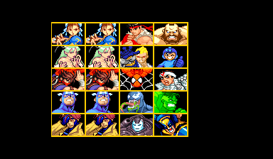 Real FBNeo Scroll 1 layer capture showing exactly four portrait columns and five rows