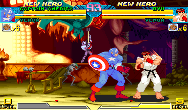 Native v9.3.1 diagnostic: Captain America's blue costume remains shaded, the life fills pulse amber during X-Factor, and the second-life drain is paused.