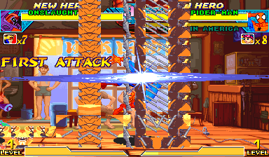 Stock first-form Onslaught Mega Optic Blast active across the stage