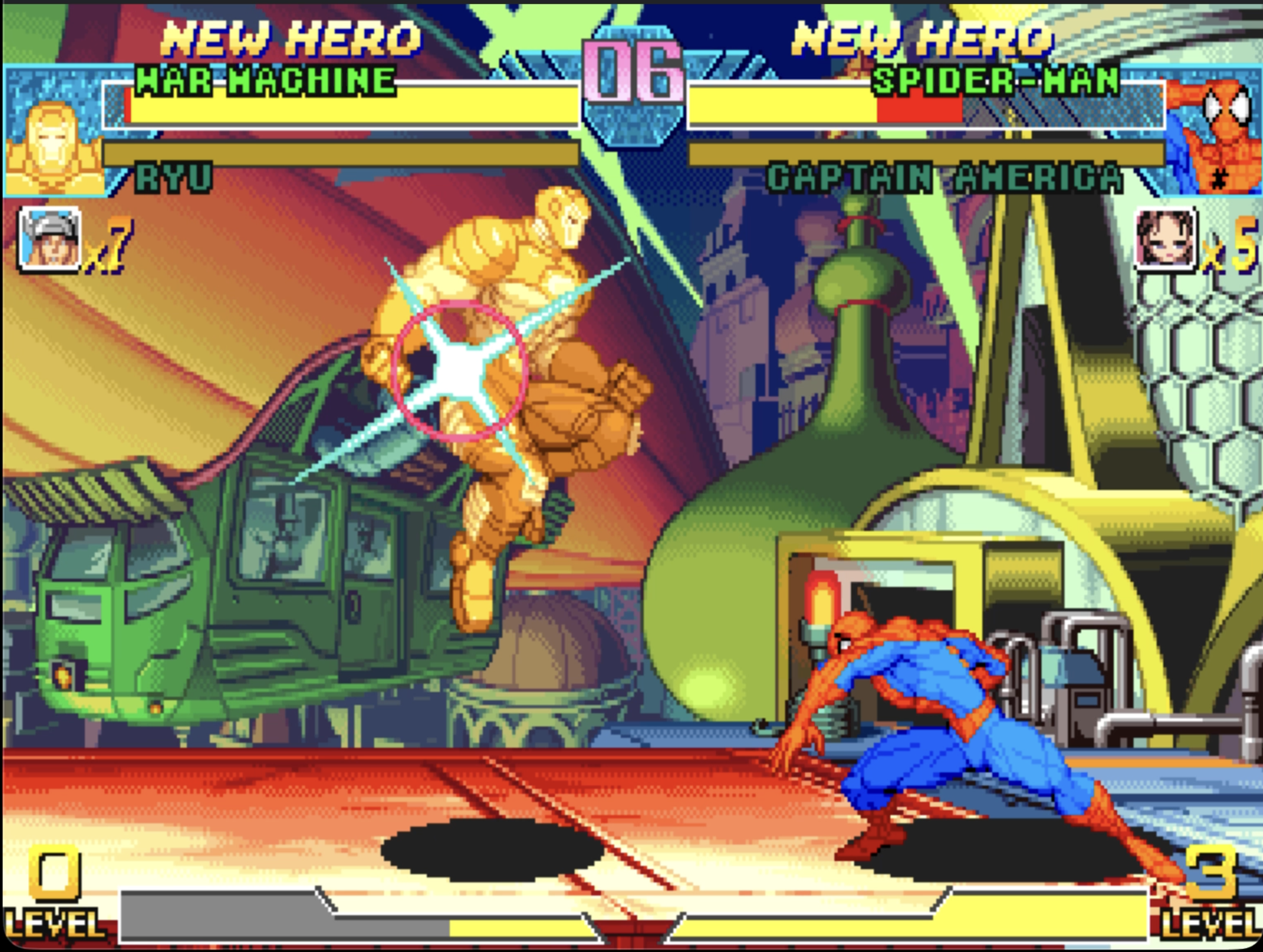 Gold War Machine airborne with the native chest flash from his medium punch
