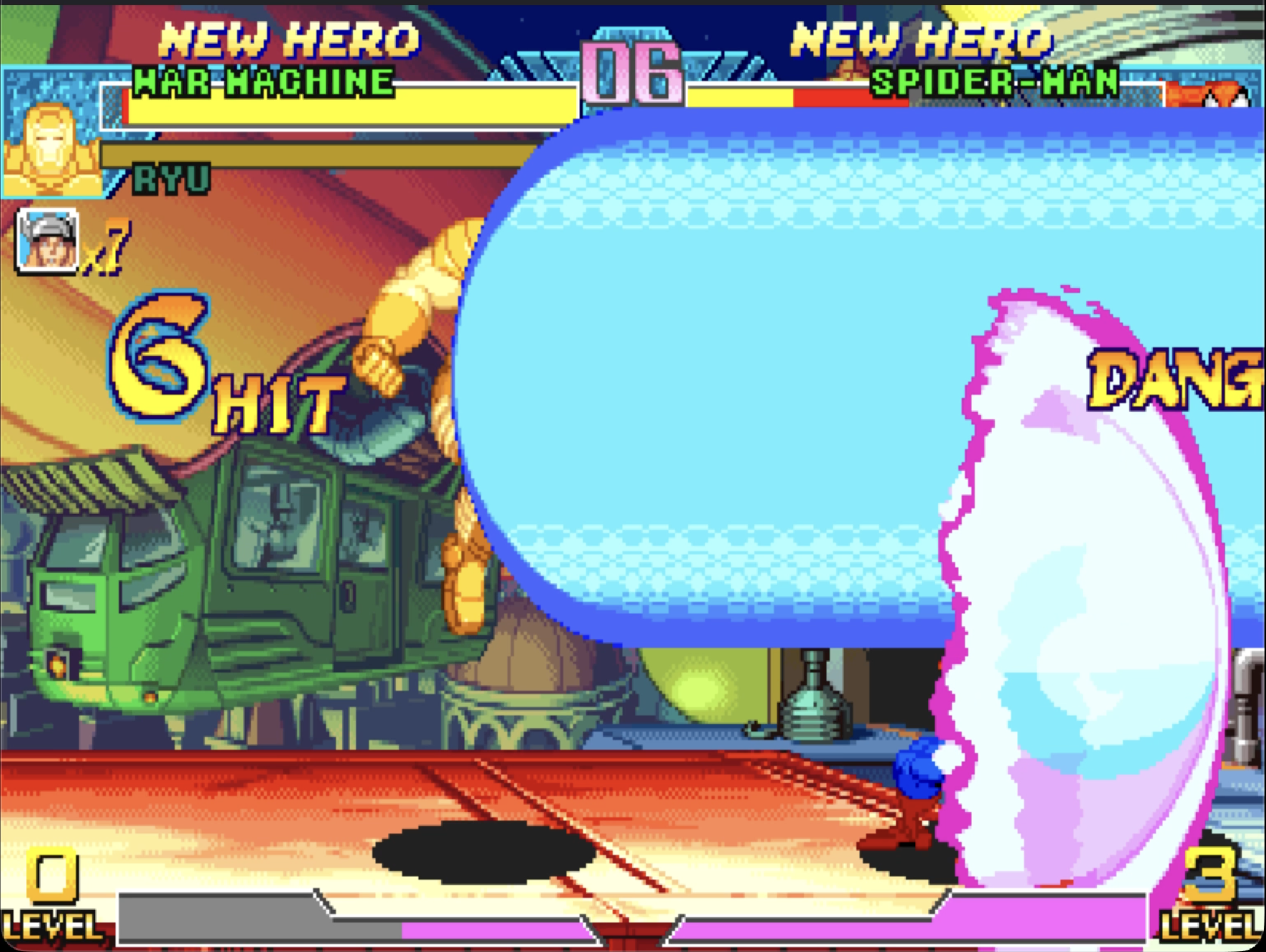 Withdrawn v2 Mega Optic Blast beginning below and beside Gold War Machine's chest