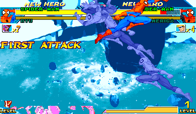 Stock Marvel vs Capcom Maximum Spider fifth-hit route while player two holds right after contact