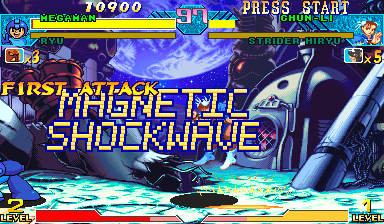 Withdrawn Mega Man v2 build displaying a custom gold and blue Magnetic Shockwave title