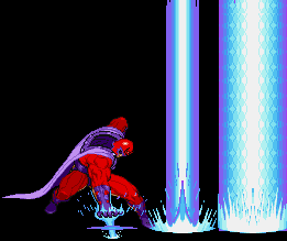 Magneto producing two blue-violet Magnetic Shockwave columns