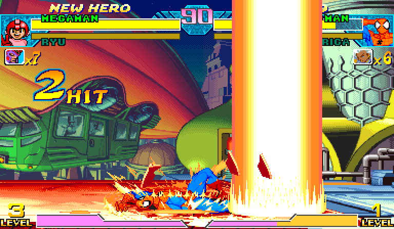 Magnetic Shockwave rendering cleanly while Mega Man uses the alternate selected palette bank