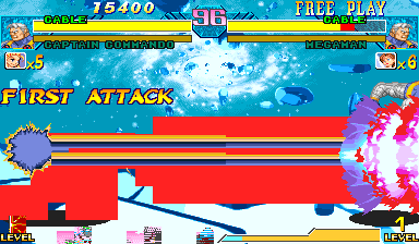 Live capture of Cable's hyper firing a beam across the screen