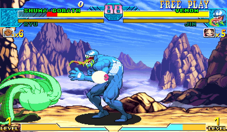 Frame +22 of the same cast: the eyeball has crossed the screen toward Venom