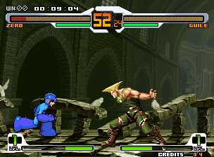 Mega Man presenting the Rising Special sequence inside SVC Chaos