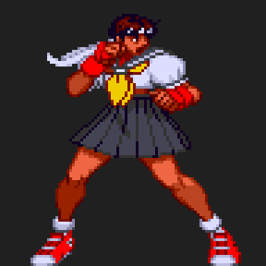 Dark Sakura's animated select-screen idle, shifting her stance in a loop