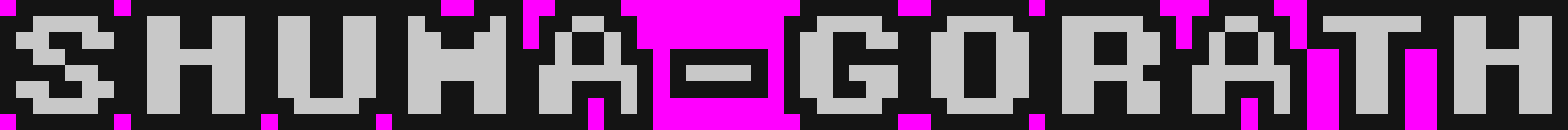 The SHUMA-GORATH select-screen name banner composed from the game's letter tiles