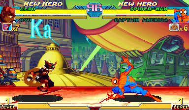 Zero holding a crouch inside Marvel vs Capcom