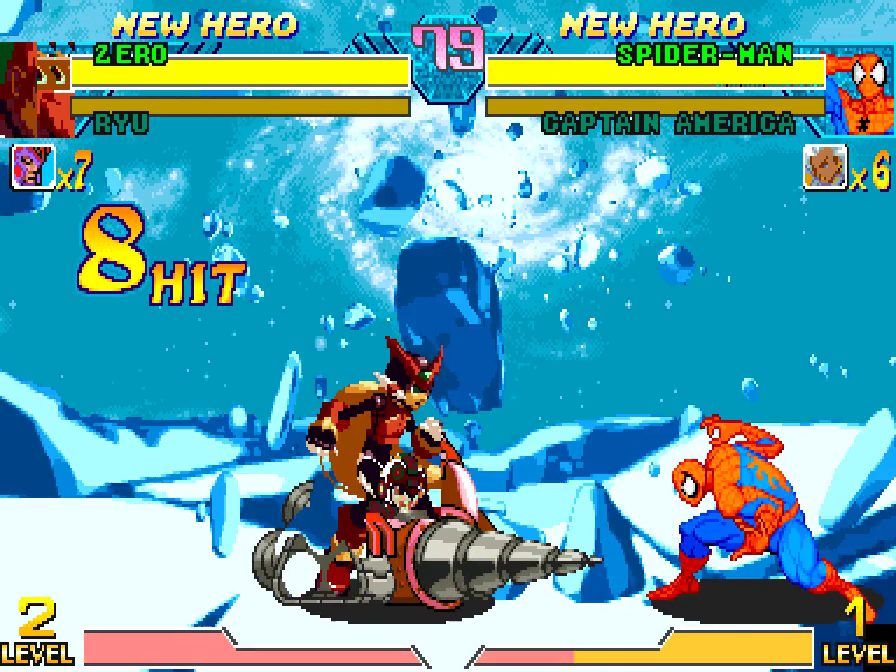 Zero swinging a large saber arc in Marvel vs Capcom