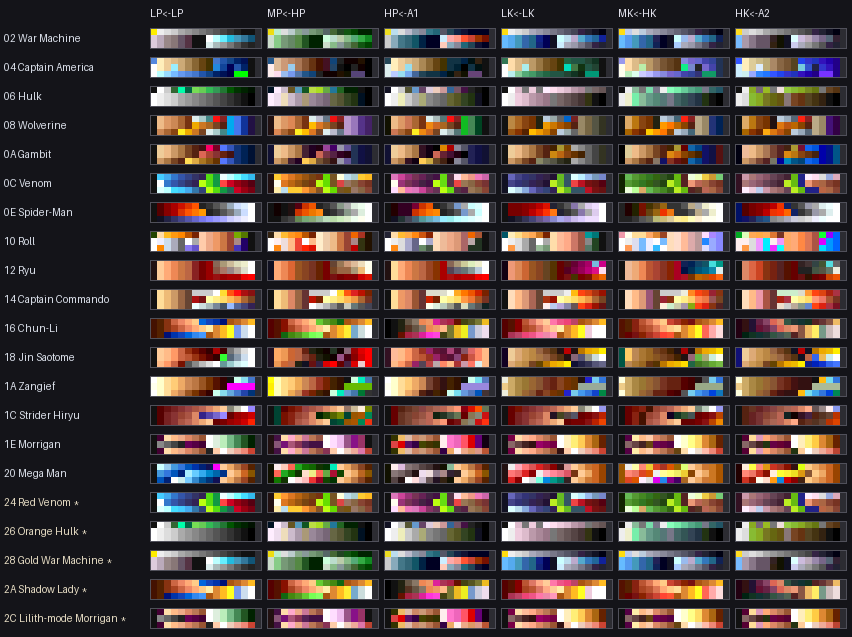 Six palettes for every large character-select figure