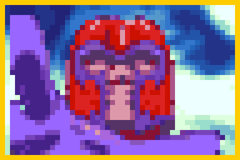 Magneto's cell cut out to a silhouette with the Earth showing through behind him